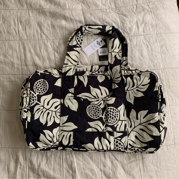 ALOHA Collection Handbags - Aloha Collection Holomua Weekender Black and Cream Print Women's Bag New